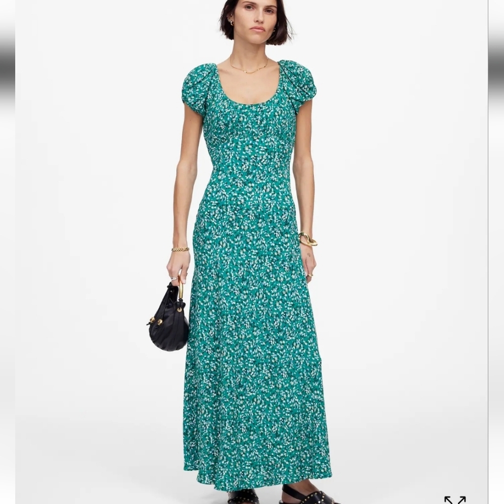 Madewell Ruched Scoopneck Midi Dress in Floral, SZ 2, NWT NU558